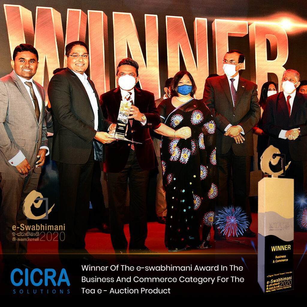 CICRA Solutions Tea e-Auction platform wins e-Swabhimani 2020 national award